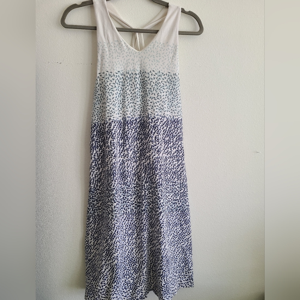 Title Nine White and Navy Printed Sleeveless Maxi Dress